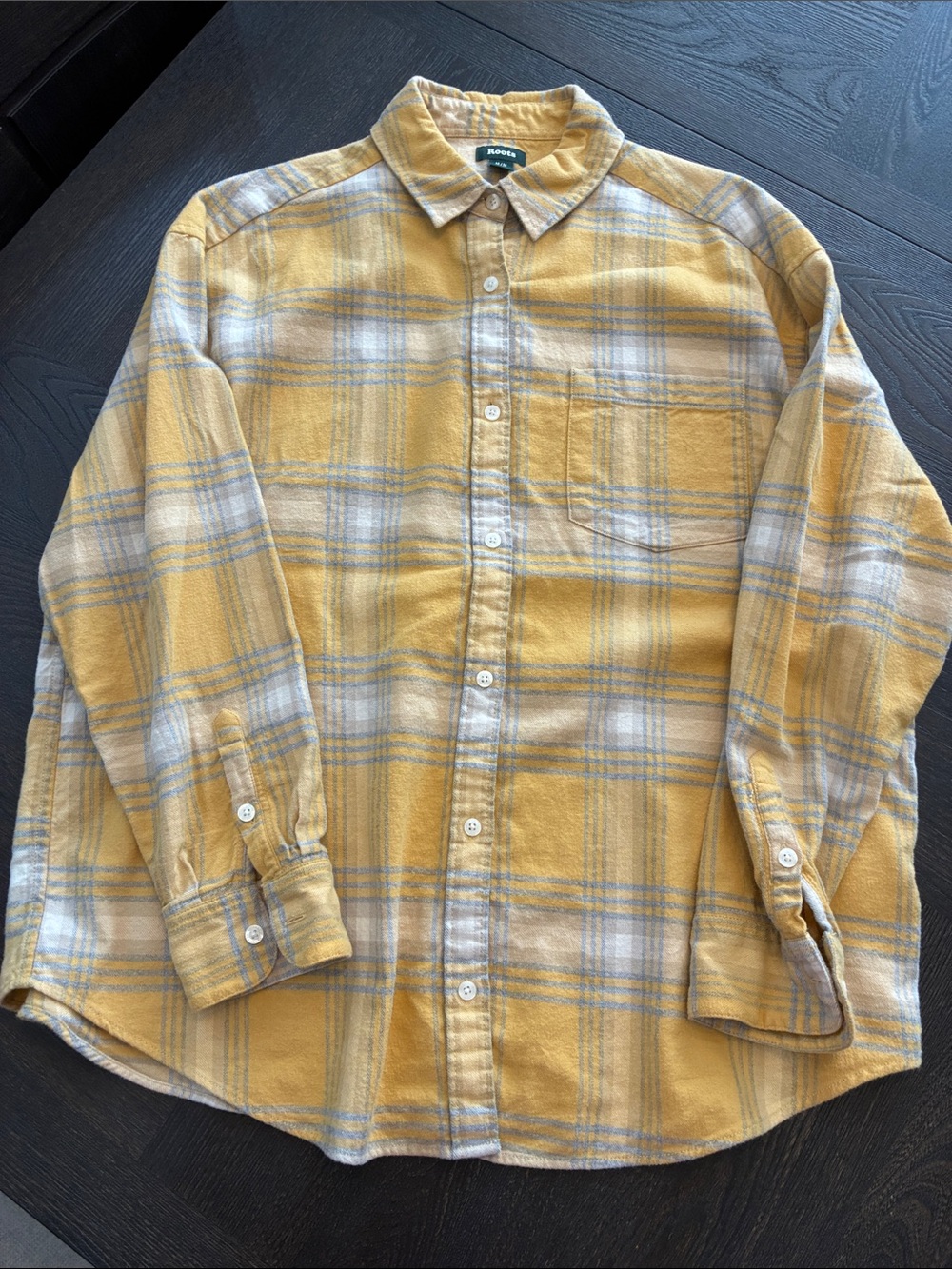 Roots Men's Yellow Plaid Button-Down Shirt